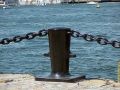a mooring post in Boston near the new courthouse