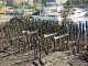 posts in the water where the Charles River meets Boston Harbor