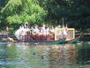 A Swan Boat full of visitors in Boston's Public Gardens