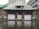 A boathouse near the Museum of Science