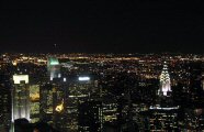 The Citicorp Center, Chrysler and Metfile Buildings at night