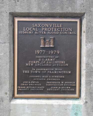 Saxonville Dam flood control panel seen in Framingham Massachusetts