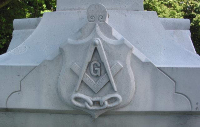 Masonic emblem on a tombstone at the Edwards Church Cemetery in Saxonville