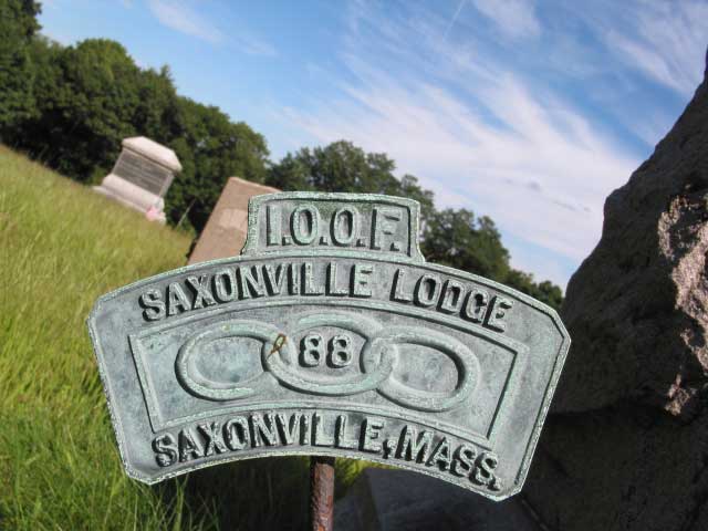 Odd Fellows marker on a grave at the Edwards Church Cemetery in Saxonville MA