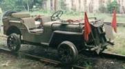 a jeep with flanged wheels