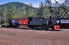 a pair of small steam locomotives