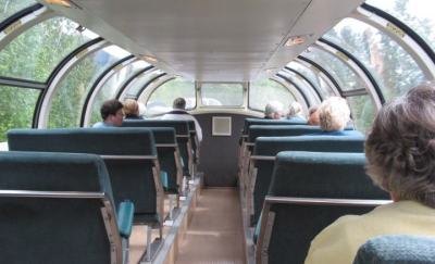 Inside an Alaska Railroad dome car