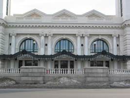 The entrance at the front of the station after restoration
