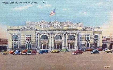 An old postcard of Worcester Union Station