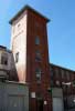 A brick tower at the Saxonville Mills in Framingham